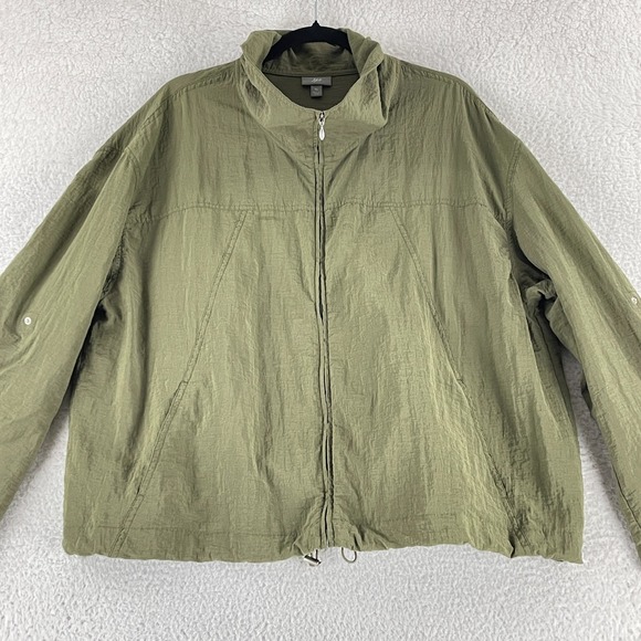 J. Jill Jacket Womens Size XL Green Full Zip‎ Long Sleeve Light Weight Mock Neck - Picture 2 of 16